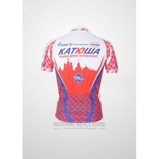 2011 Fahrradbekleidung Katusha Wei und Rot Trikot Kurzarm und Tragerhose